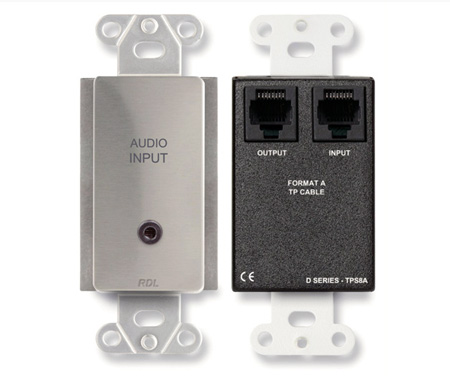 RDL-DS-TPS8A Active Two-Pair Sender - Twisted Pair Format-A, Mini Jack Input
