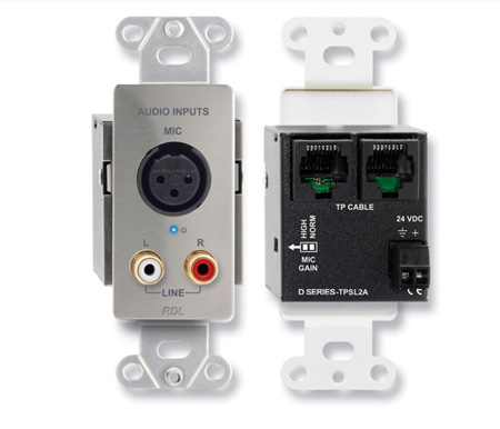 RDL-DS-TPSL2A Active Two-Pair Sender - Twisted Pair Format-A, XLR Microphone & Stereo RCA In