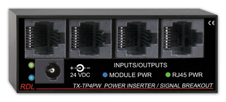 RDL-TX-TP4PW Power Inserter & Signal Breakout - Twisted Pair Format-A, 4 Outputs