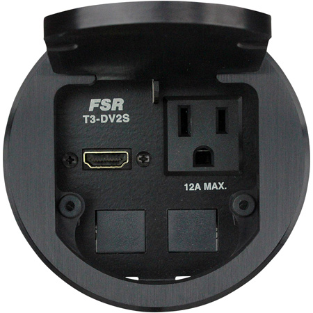 Picture of FSR FSR-T3-DV2S-BLK 3.5 in. Table Box with 1 HDMI 2 Data 1 AC - Round Black