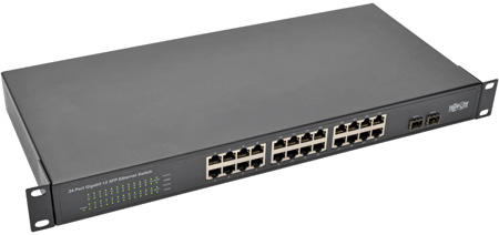 24-Port 10, 100 & 1000 Mbps 1U Rack-Mount Desktop Gigabit Ethernet Unmanaged Switch - 2 Gigabit SFP Ports, Black -  Doomsday, DO2160433