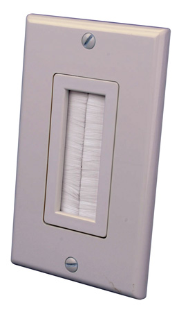 VCO-120815X 1-Gang Decor Style Brush Bulk Cable Wall Plate Almond