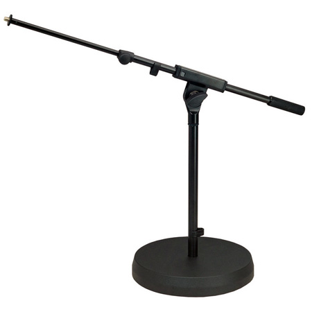 Picture of K&M America KM-25960 Low Profile Round Base Mic Stand with Telescopic Boom Arm - Black