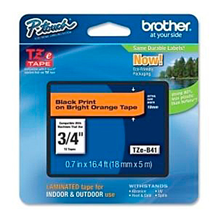 BRO-TZEB41 18 mm Tape for P-Touch 5m - Black on Fluorescent Orange