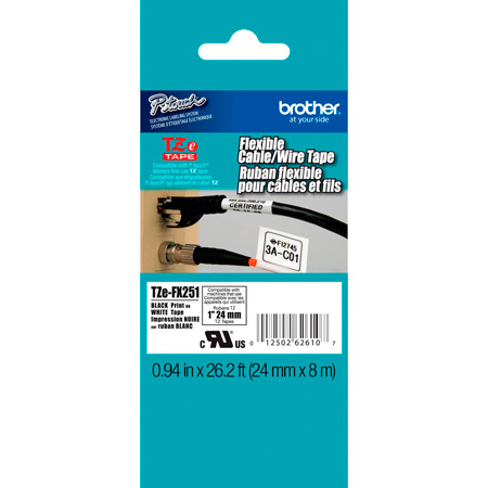 BRO-TZEFX251 0.94 in. x 26.2 ft. Black on White Flexible ID Lables & Tapes