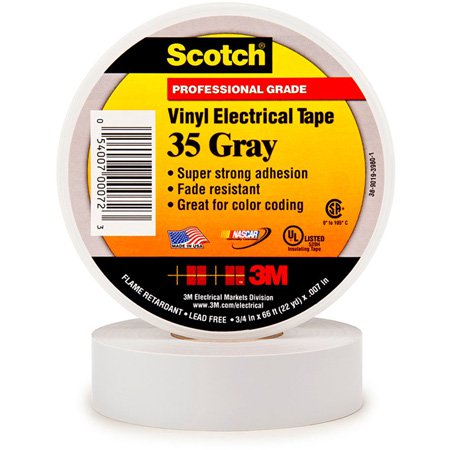-35-20-GY 5 in. x 20 ft. Scotch 35 Color Coding Electrical Tape, Gray