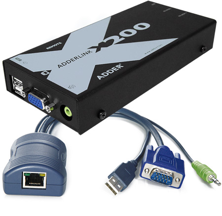 Picture of Adder ADR-X200ASUSBPUS 100 m Link X200AS -VGA Audio DeSkew & USB Extender Pair