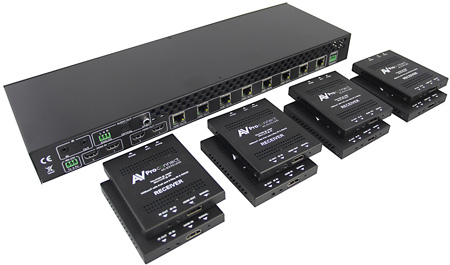 Picture of AV Pro Connect AC-DA210-HDBT-KI 2 x 10 in. Distribution Amplifier with HDBaseT & 8 Receivers
