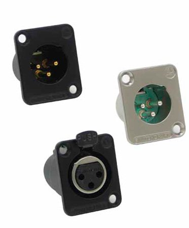 SW-DE3MB XLR Male 3 Silver Pins DE Series Panel Mount, Black
