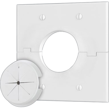 MID-2GSPWH Double Gang White Split-Port Cable Pass Through Plate