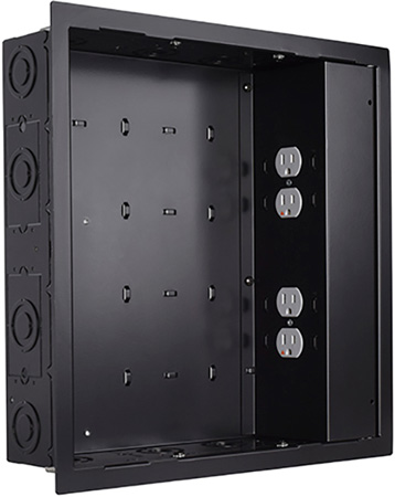 CHF-PAC526FBP4 In-Wall Storage Box with 4 Receptacle Filter & Surge - Black