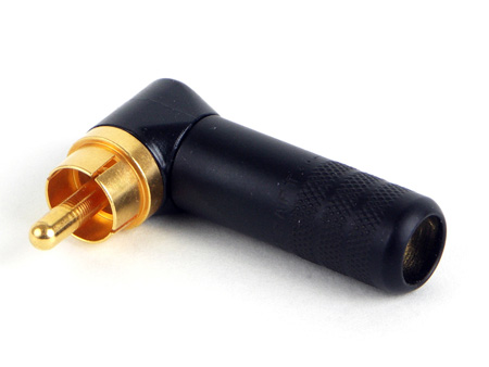 SW3502RABAU Right Angle Cable Mount RCA Plug - Gold Pin & Black Body