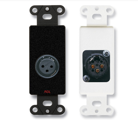RDL-DB-XLR3F 3-Pin Female Jack on Decora Wall Plate - Solder type