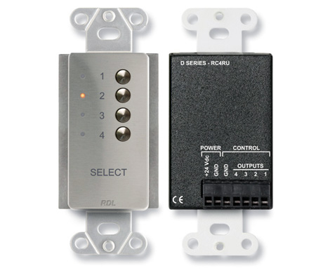 RDL-DS-RC4RU 4 x 1 in. Remote Control for RACK-UP Audio or Video Switchers - 4 Channel