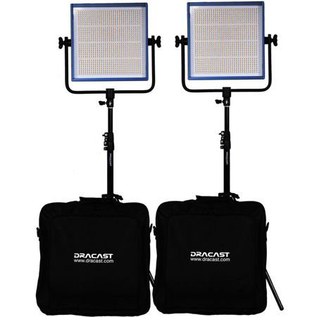 Picture of Dracast DR-1000BCV2KQ LED1000 Pro Bicolor 2-Light Kit with V-Mount Battery Plates & Stands