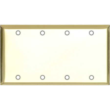 WP4A-BRASS Blank Four Gang Wall Plate with Brass Finish