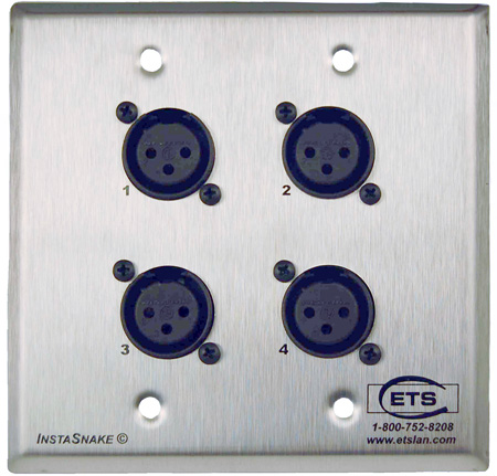 Picture of Energy Transformation Systems ETS-PA202FWP Insta Snake Wall Plate- Send 4 FXLR to 110 Punch Down