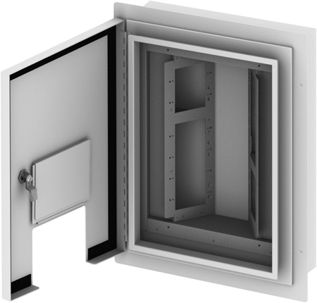 Picture of FSR FSR-OWB-X3-FMXLR Outdoor Wall Box, Flush Mount - 4 Rows of 8 Neutrik D-1 Holes