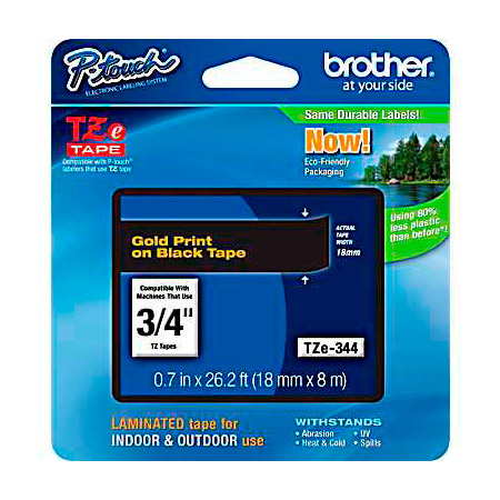 Picture of Brother Mobile Solutions BRO-TZE344 0.7 in x 26.2 ft.Label Tape&#44; Gold on Black