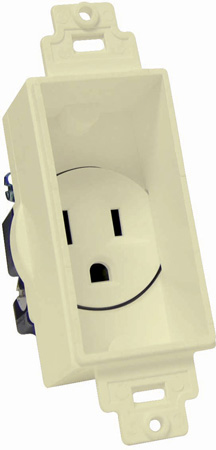 MID-4641-AL Single Gang Decor Recessed AC Receptacle Light Almond