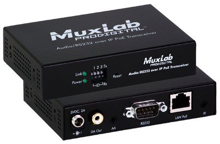 MUX-500755 Audio - RS232 over IP PoE Transceiver