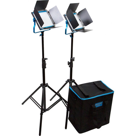 Picture of Dracast DR-DRLK2X500BS BiColor 3200K - 5600K X2 LED500B Silver Series Kit with V-Mount Battery Plates - Soft Case