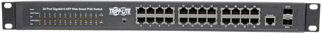 10, 100 & 1000 MBPS 300W 2 Dedicated Gigabit L2 Web-Smart Managed PoE Plus Switch, Black - 52 GBPS - TRIPP LITE TRL-NGS24C2POE