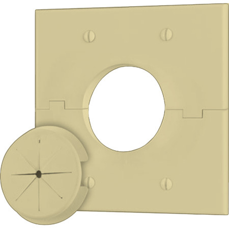 MID-2GSPIV Double Gang Ivory Split-Port Cable Pass Through Plate