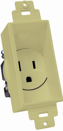MID-4641-IY Single Gang Decor Recessed AC Receptacle - Ivory
