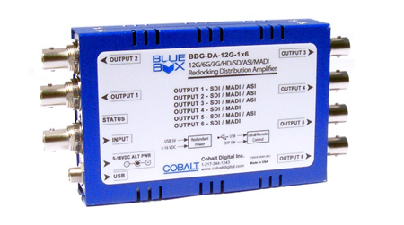CB-BBGDA-12G-1X6 12G-3G HD SD-SDI ASI MADI Reclocking Distribution Amplifier with Input Status LED -  Cobalt Digital