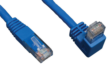 Tripp Lite TRL-N204-005BEDN 5 ft. Cat6 Gigabit Molded Patch Cable RJ45 Right Angle Down Male to RJ45 Male, Blue