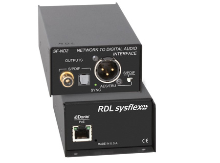 Picture of Radio Design Labs RDL-SF-ND2 Two Dante Network Audio Channels to Stereo Digital Audio Output Interface