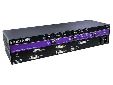 Picture of Smart-AVI SAVI-SFX-4P-M-S 4DVI-D USB2.0 Audio RS232 Multimode Fiber Extender
