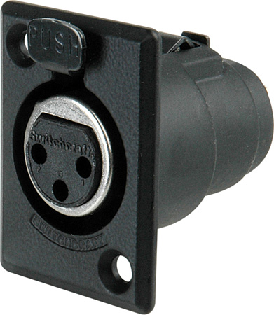 D3FB XLR Female 3 Pin Chassis Mount Connector - Black