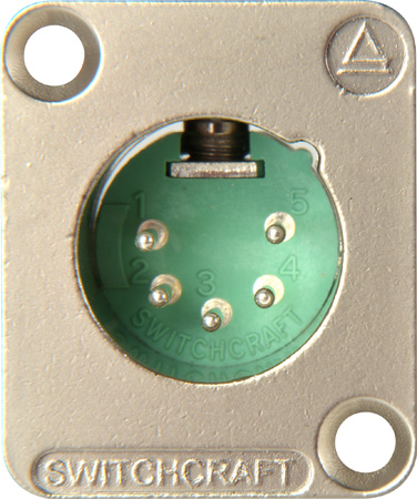 SW-DE5M DE Series Panel Mount - XLR Male 5 Silver Pins, Nickel