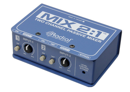 RAD-MIX-21 2 Channel Passive Stereo to Mono Mixer