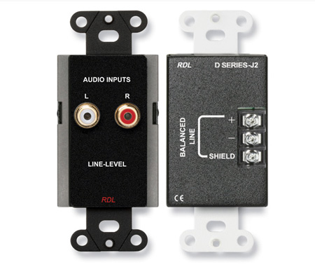 RDL-DB-J2 Line Input New Wall Plate Assembly