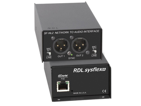 RDL-SF-NL2 Two Dante Channel to Two Balanced Analog XLR Audio Network Interface