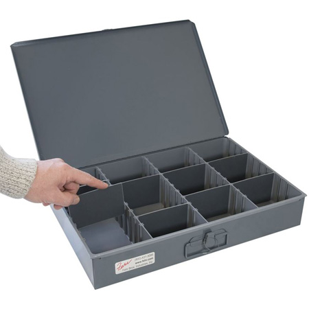 Picture of Fehr Brothers FEHR-TSBOX-F Metal Organizer Storage Box with 8 Adjustable Dividers&#44; Painted