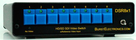 Picture of Burst Electronics BURST-DSR8X1T 8 x 1 in. HD&#44; SD & SDI Reclocking Video Switcher with DTMF