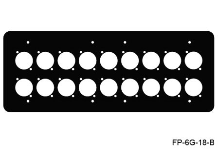 MYS-FP-6G-18-B 6 Gang Wall Panel for 18 Each Neutrik D - Black