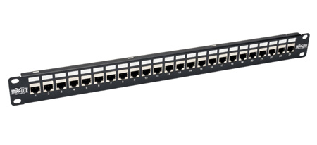 Tripp Lite TRL-N254-024SH6A 24-Port 1U Rackmount STP Shielded Cat6A Feedthrough Patch Panel RJ45 Ethernet