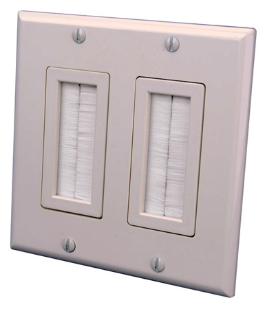 VCO-120825X 2-Gang Decor Style Brush Bulk Cable Wall Plate - Light Almond