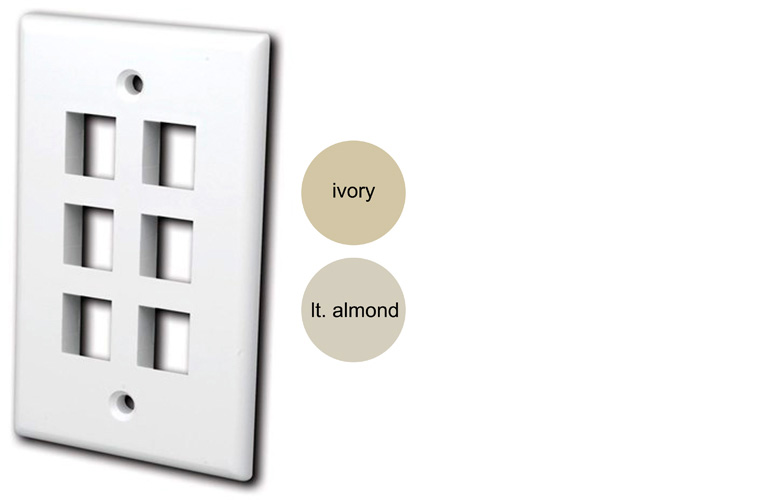 VCO-823956 Keystone Wall Plate 6 Port - Light Almond