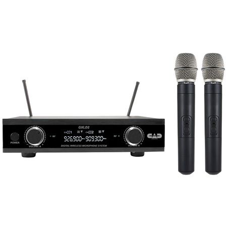 CAD-GXLD2HHAH Digital Wireless Dual Handheld Microphone System with D38 Capsule AH Frequency - 902.9 - 915.5 MHz -  CAD Audio
