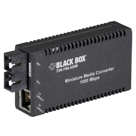 Picture of Black Box BBX-LGC011A-R2 MultiPower Miniature Media Converter - 1000-Mbps Copper to 1000-Mbps Fiber