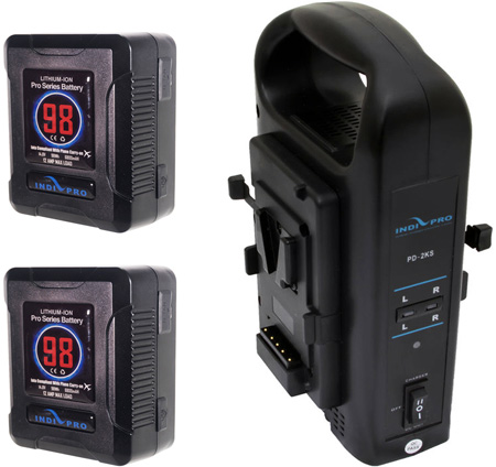 INDI-2PSKTDC 2x Micro-Series 98Wh Li-Ion V-Mount Batteries & Dual V-Mount Battery Charger Kit