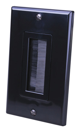 VCO-120818X 1-Gang Decor Style Brush Bulk Cable Wall Plate - Black