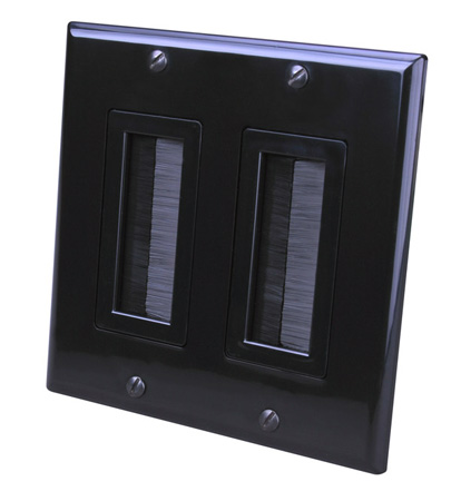 VCO-120828X 2-Gang Decor Style Brush Bulk Cable Wall Plate Black