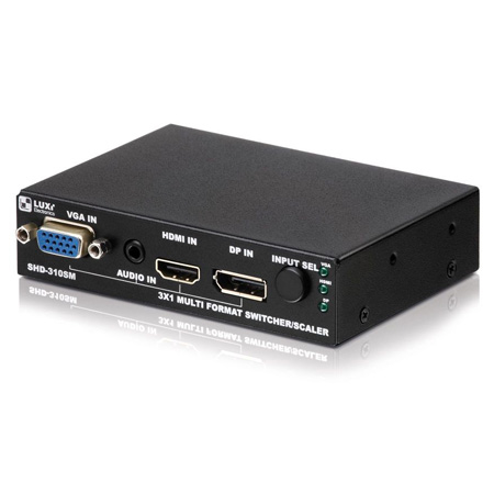 Picture of Luxi Electronics LXL-SHD-310SM VGA-HDMI-DP-Audio 3x2 Switcher with Scaler - Optional 12V Power Adapter